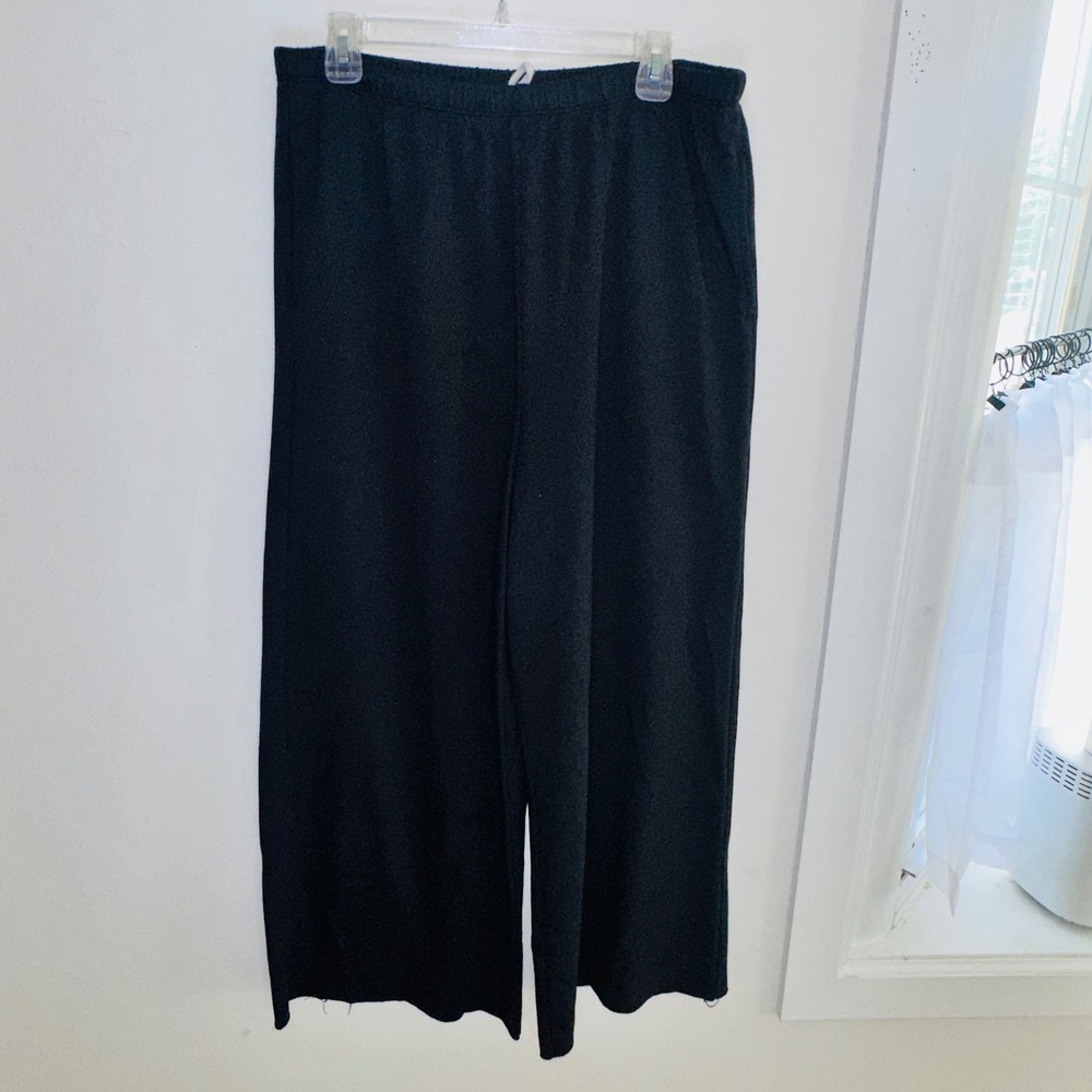 SO Womens XL Black Wide Leg Knit Pull On Pants Elastic Waist Casual Relaxed